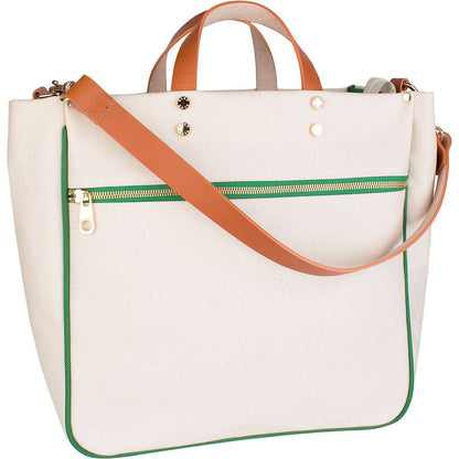 "Codie" Grass Canvas Tote with Leather Accents