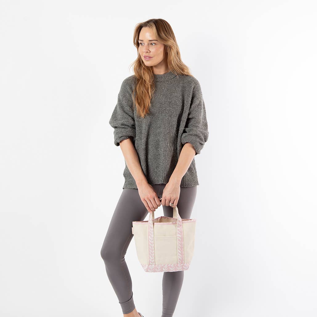 Block Print Handy Open Tote: Powder Pink