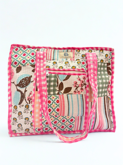 Rose Chapelle | Large Quilted Zipper Tote Bag: 0001