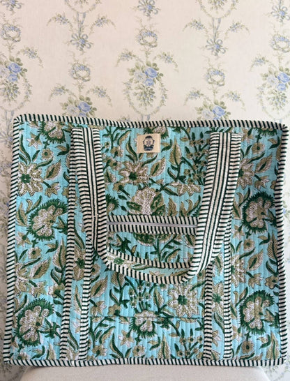 Georgia Vine Zipper Tote | Large Quilted Zipper Tote Bag 