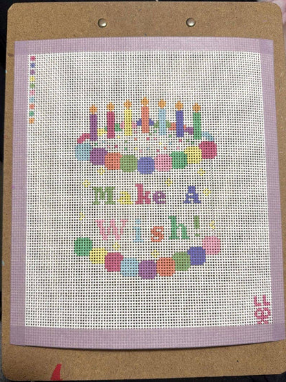 Birthday Cake Needlepoint Canvas – Hand Painted, 13 Mesh