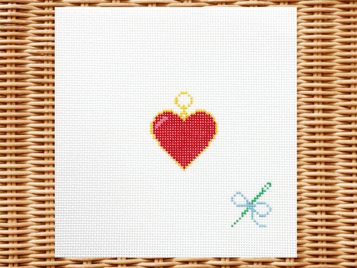 Heart Enamel Inspired Charm Canvas