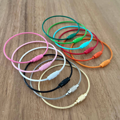 Stainless Steel Wire Rope Key Rings: Red