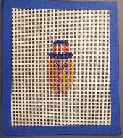Needlepoint canvas hot dog Americana 4th of July series