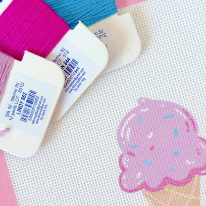 Summer Needlepoint Canvas, Artisan Printed, Icecream Needlep