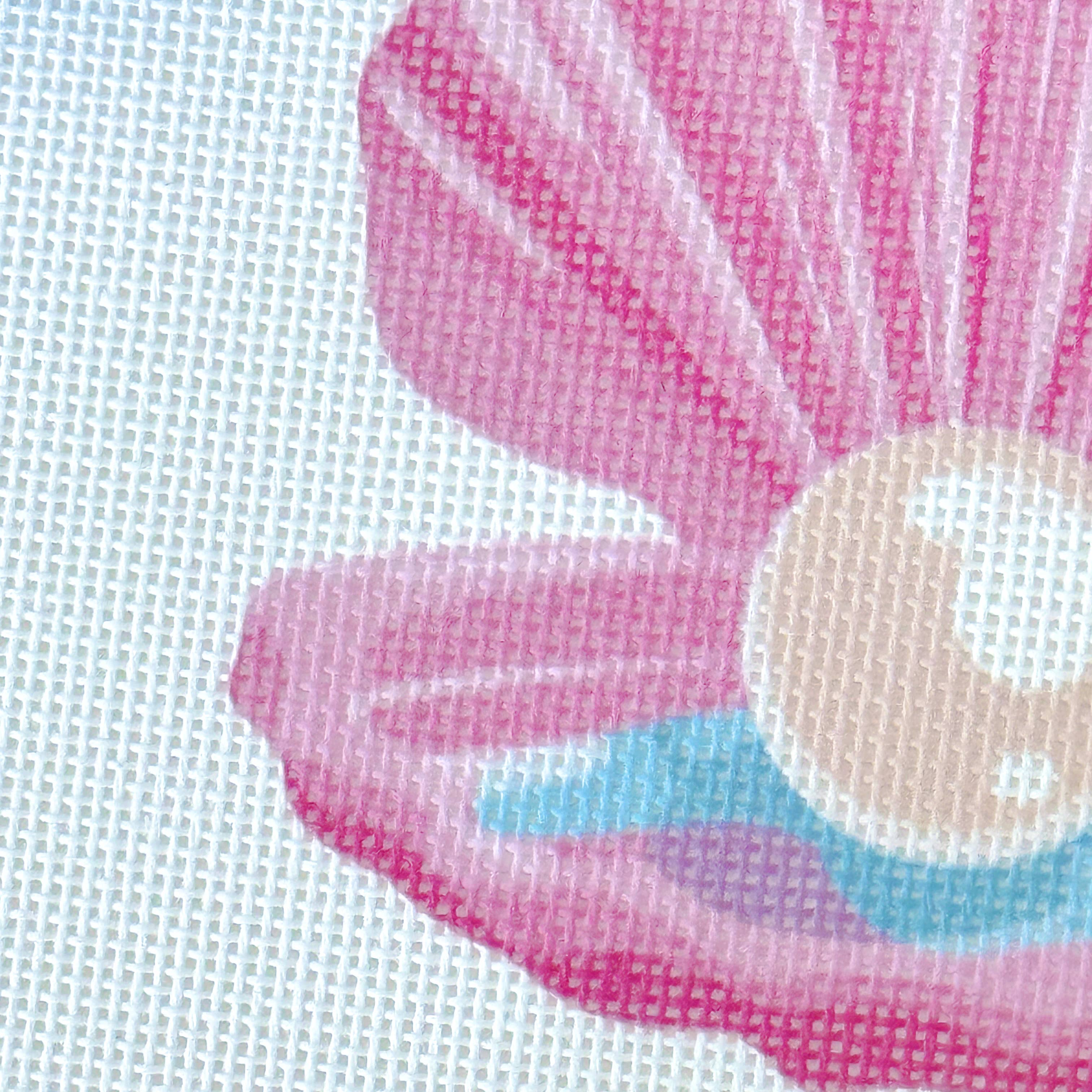 Pink Pearl Shell Needlepoint Canvas, Artisan Printed Canvas,