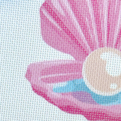 Pink Pearl Shell Needlepoint Canvas, Artisan Printed Canvas,