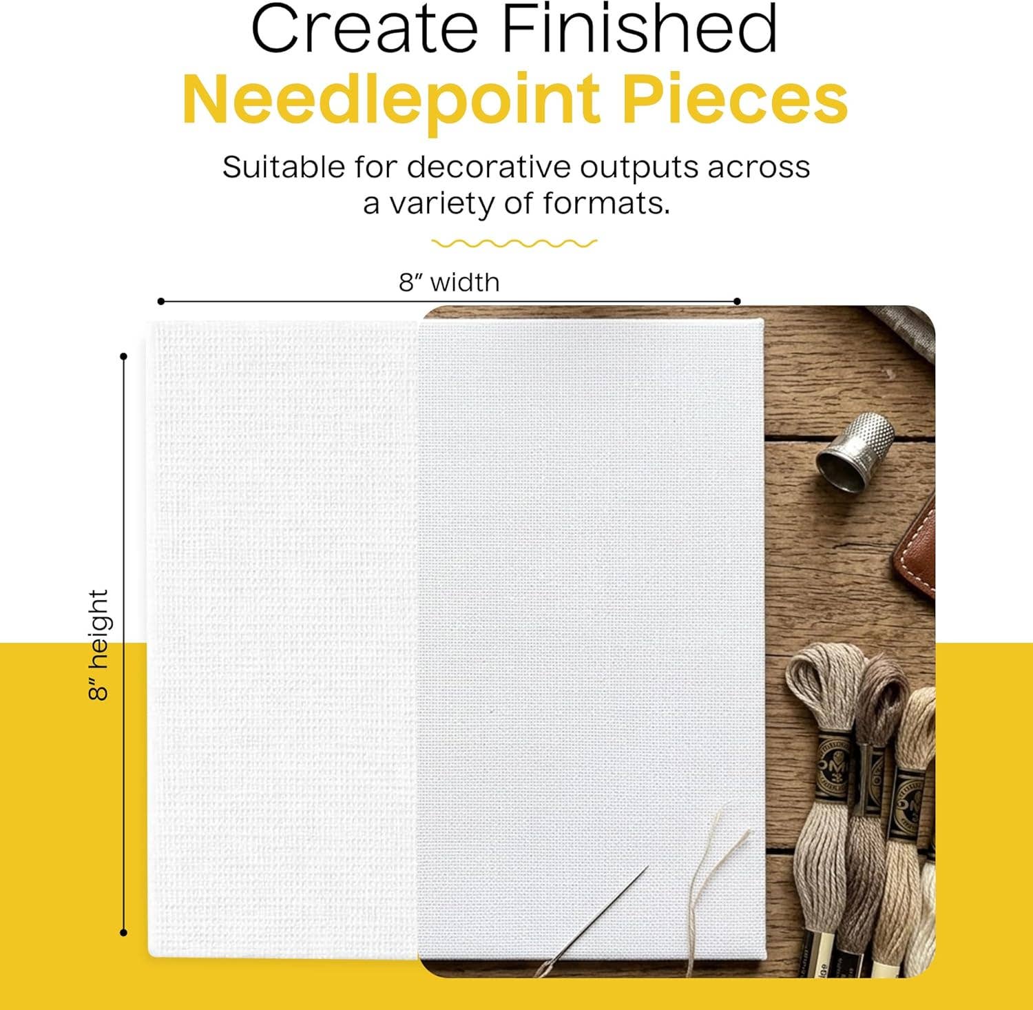 Blank Needlepoint Canvas Sheets Set of 6 13 Mesh Mono Canvas: 8" x 8" | Set of 6