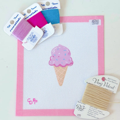 Summer Needlepoint Canvas, Artisan Printed, Icecream Needlep