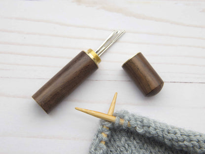 Wooden Darning Needle Storage Cases Tapestry Knitting: Dark Brown