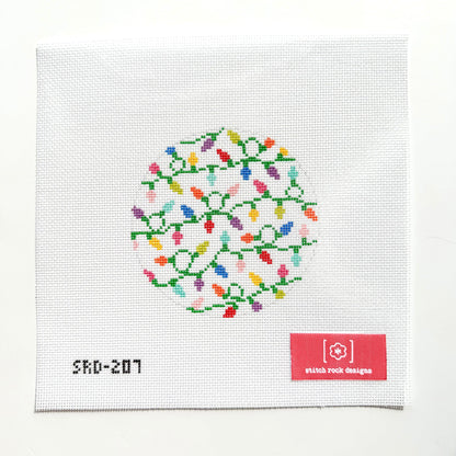 Christmas Lights Round Canvas