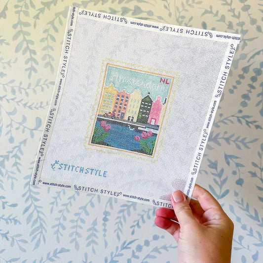 Amsterdam Travel Stamp Canvas