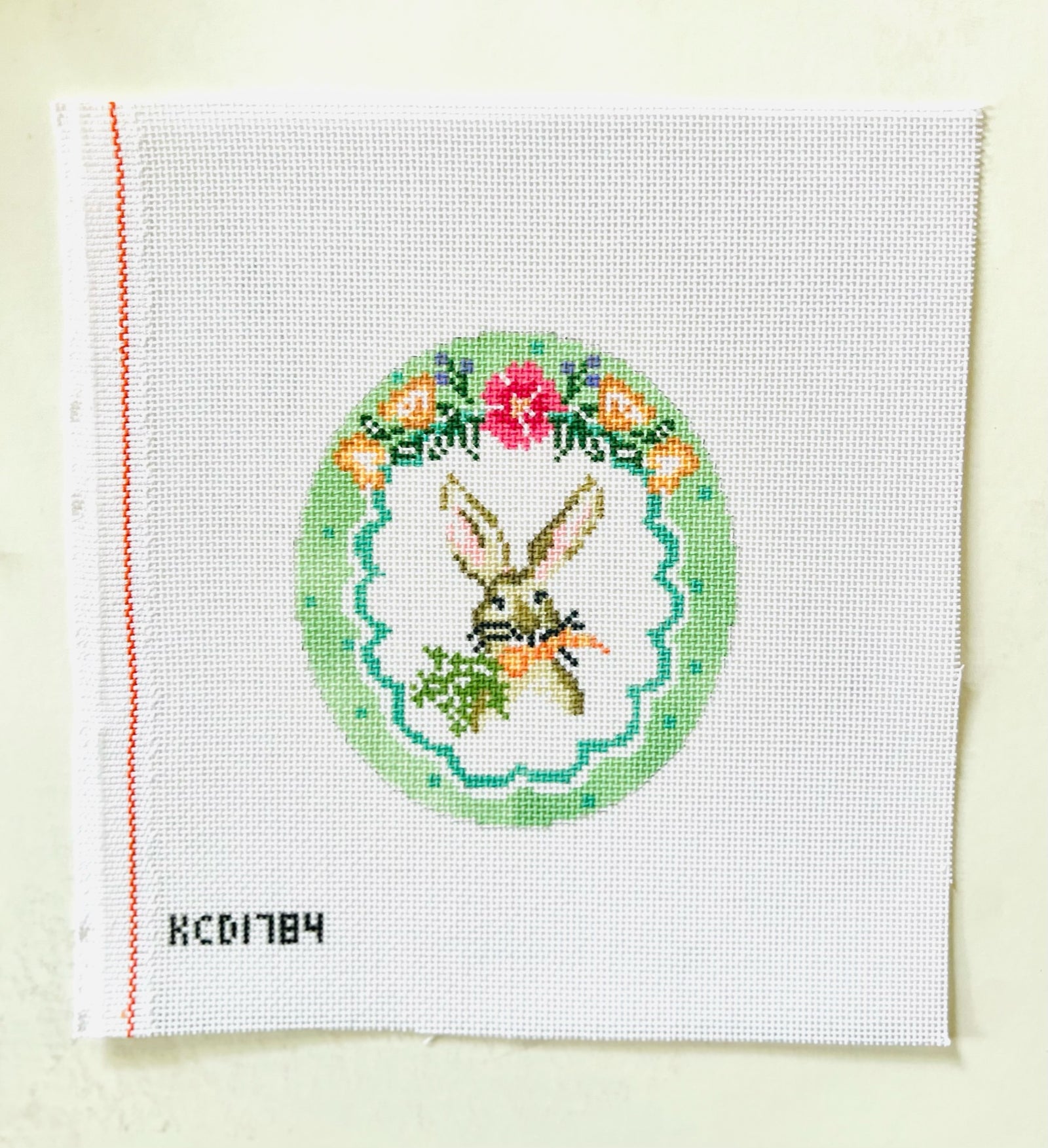 Polka Dot Easter Vignette Bunny Oval Canvas