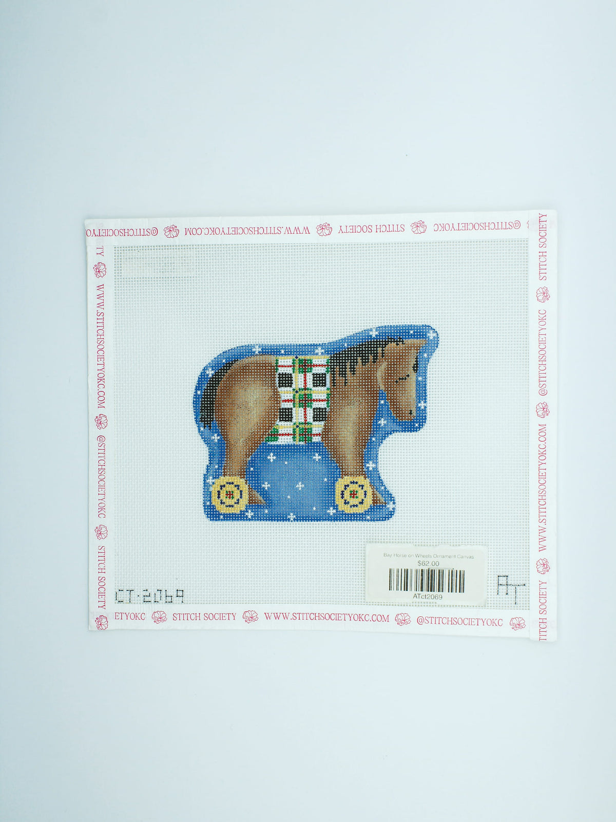 Bay Horse on Wheels Ornament Canvas