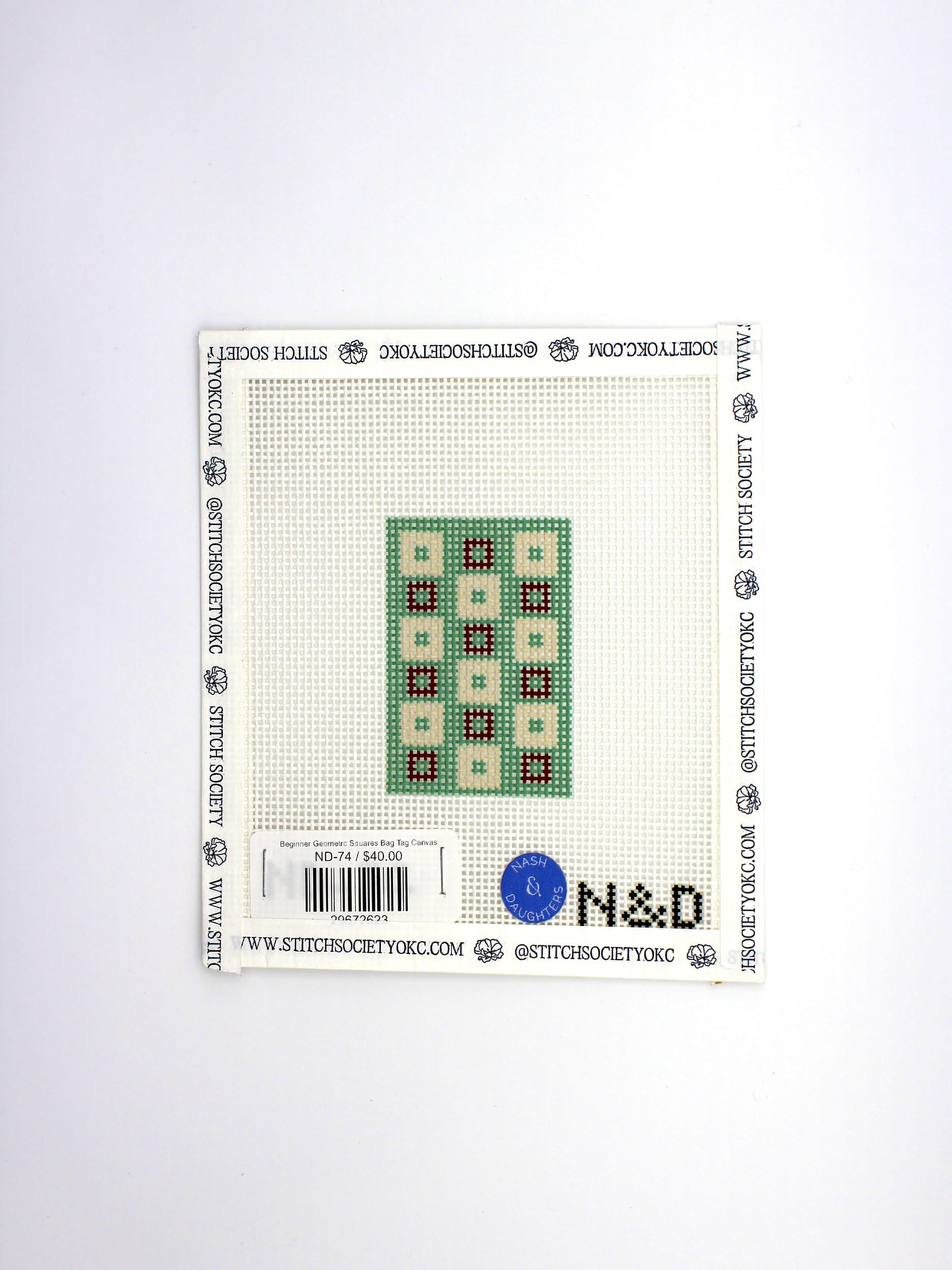 Beginner Geometric Squares Bag Tag Canvas