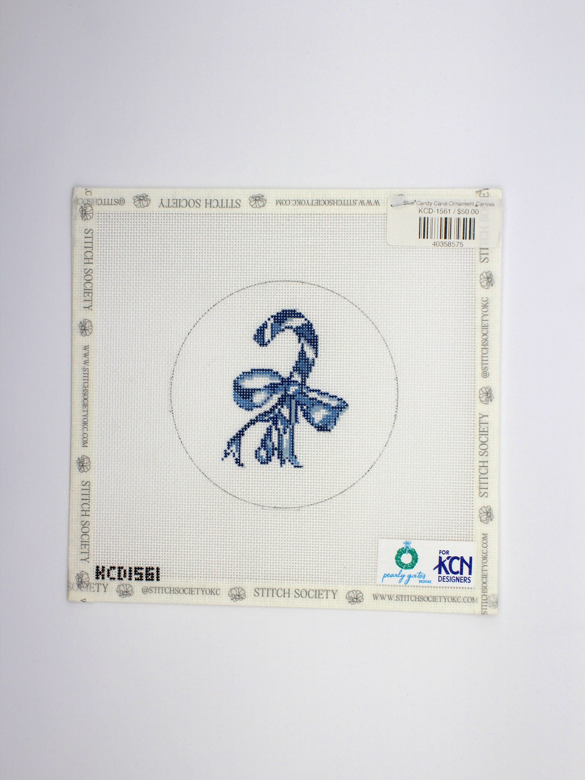 Blue Candy Cane Ornament Canvas