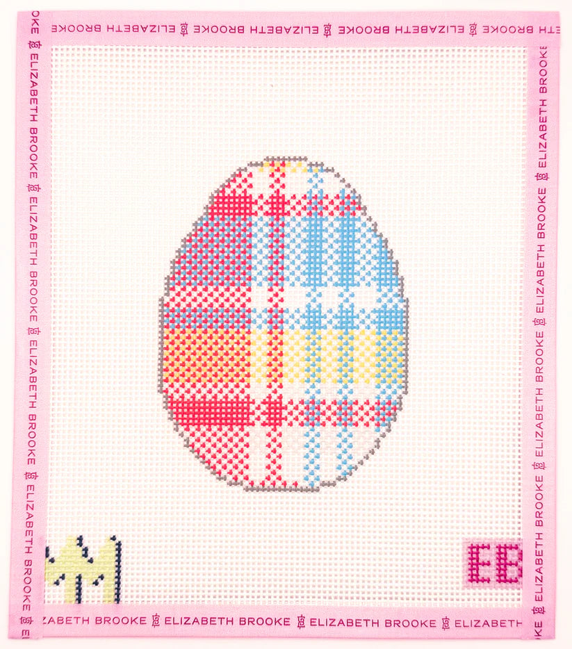 Blue Madras Plaid Egg Canvas