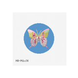 Gold & Green Butterfly on Blue Canvas