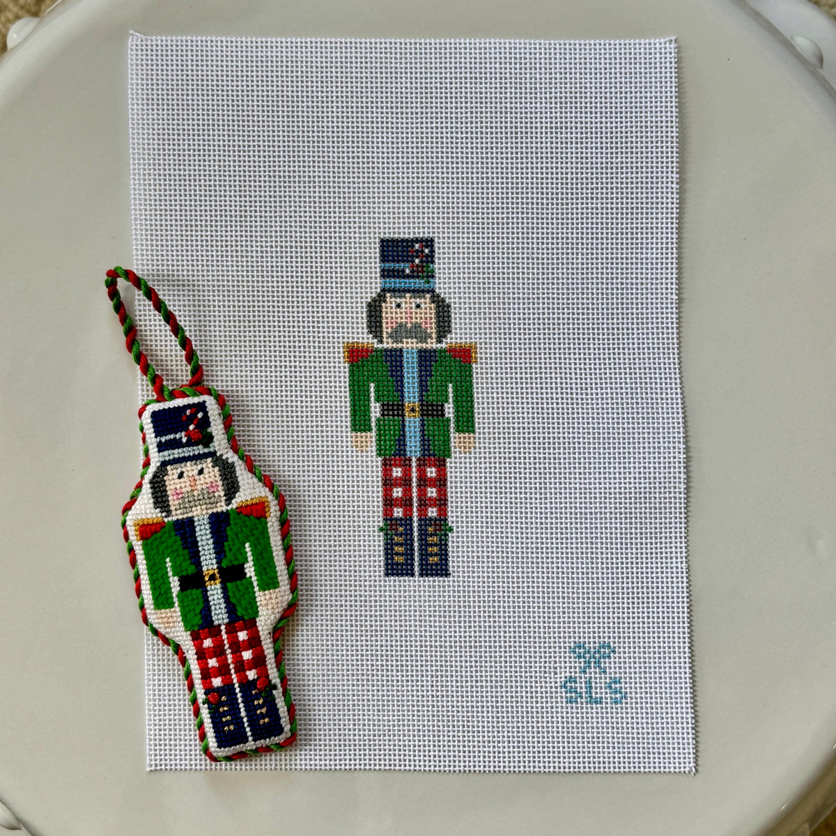 Gingham Nutcracker, Candy Cane Hat Canvas