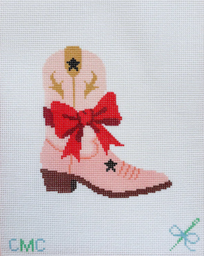 Cowgirl Boot with Bow Canvas