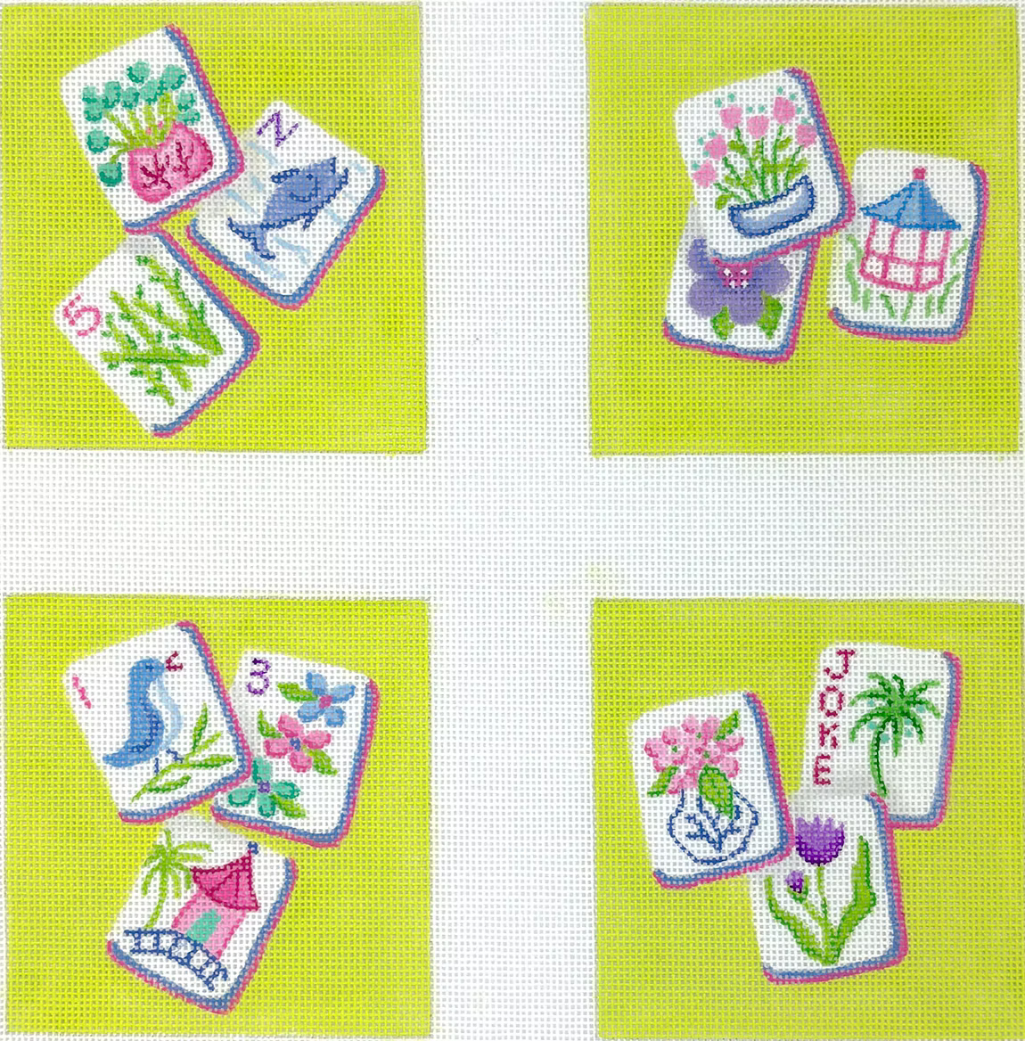 Mahjong Tiles - Chinoiserie Theme Coasters Canvas