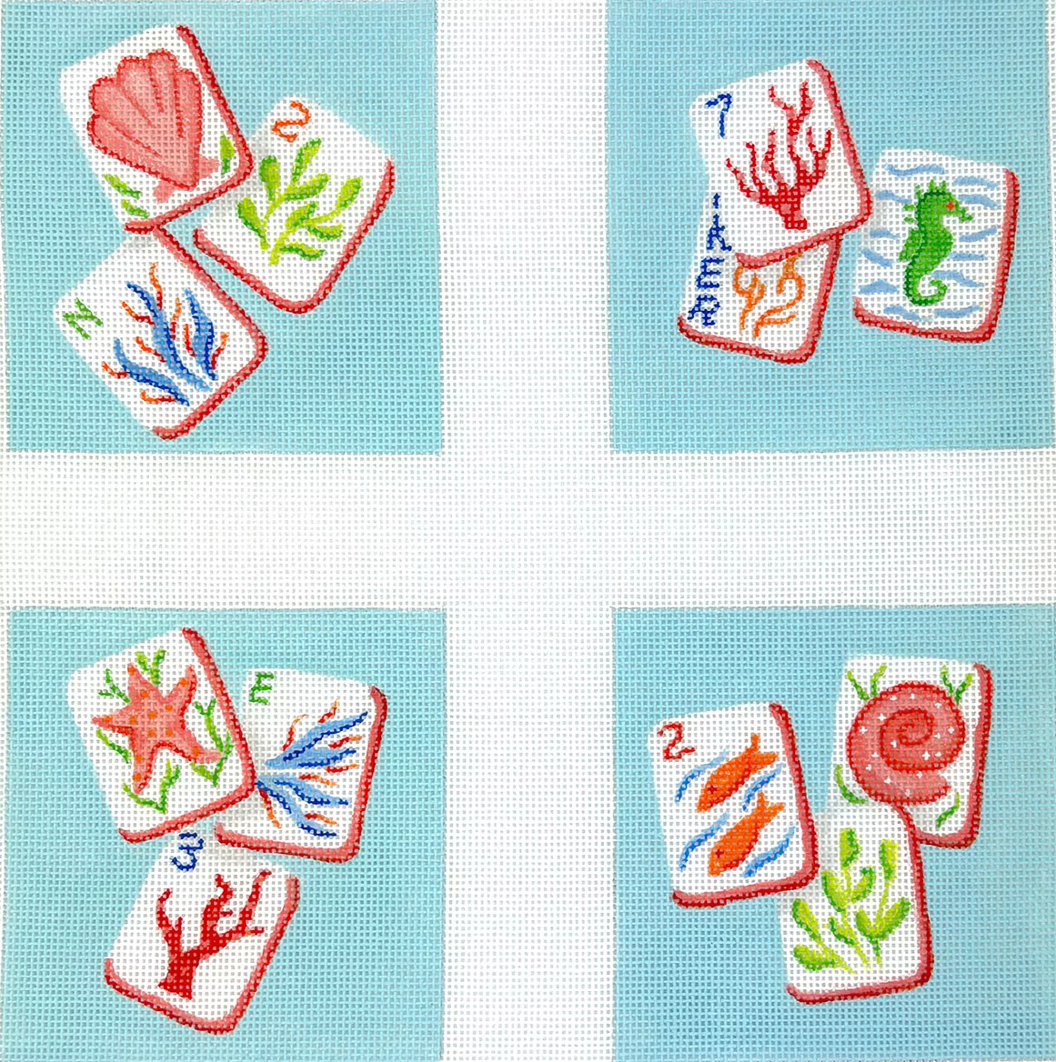 Mahjong Tiles - Coral Reef Theme Coasters Canvas