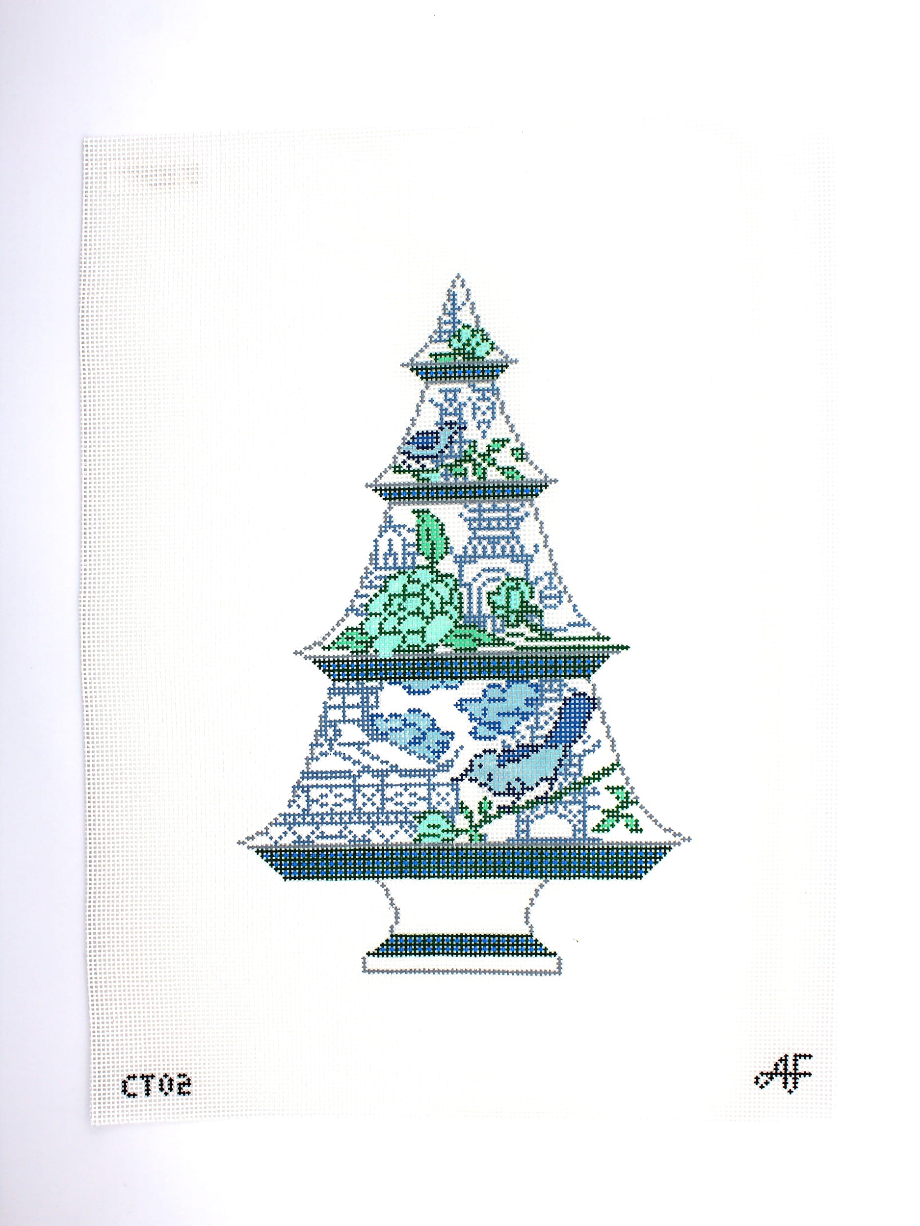Bird Tree - Green & Blue Canvas
