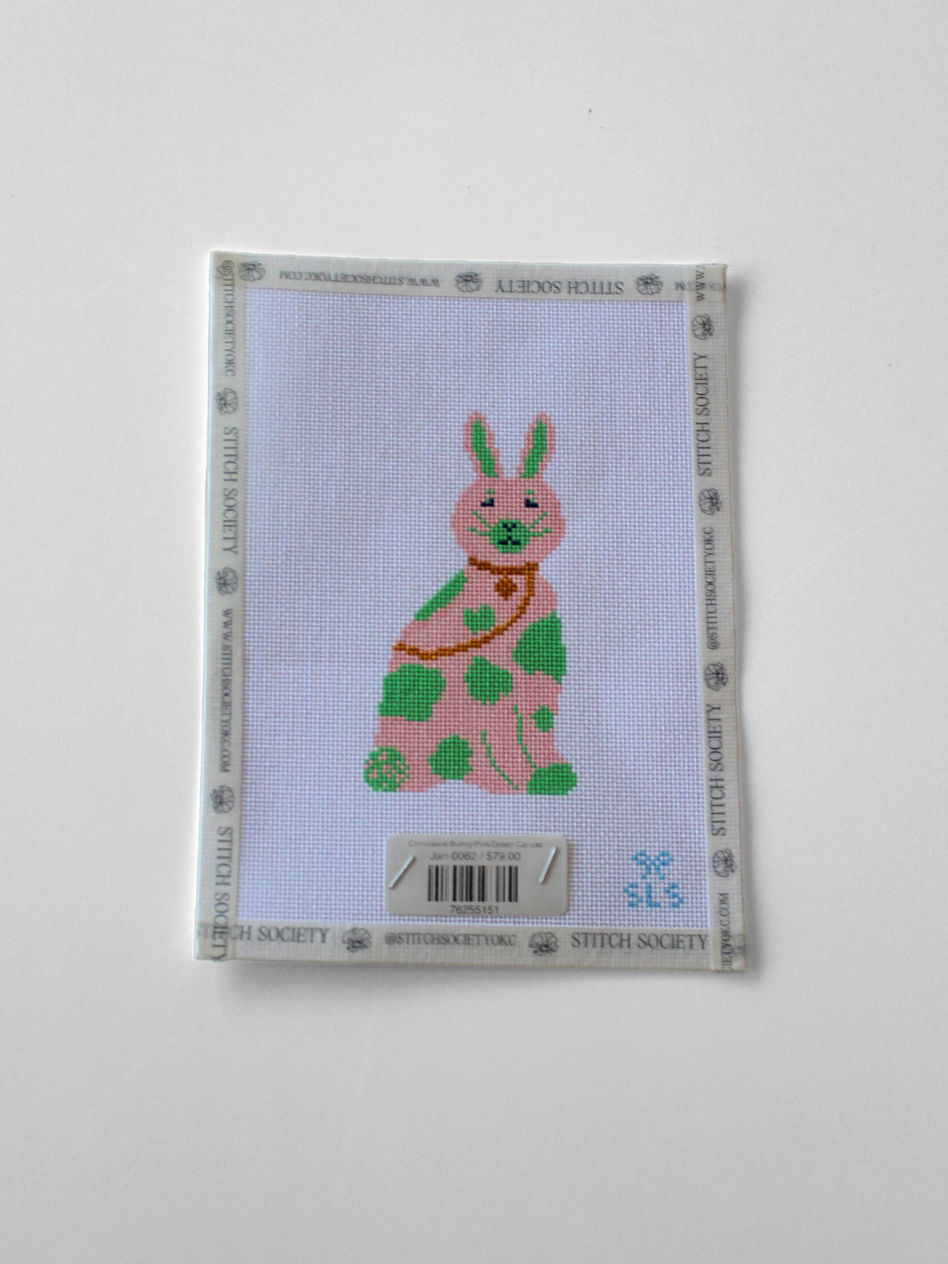 Chinoiserie Bunny Pink/Green Canvas