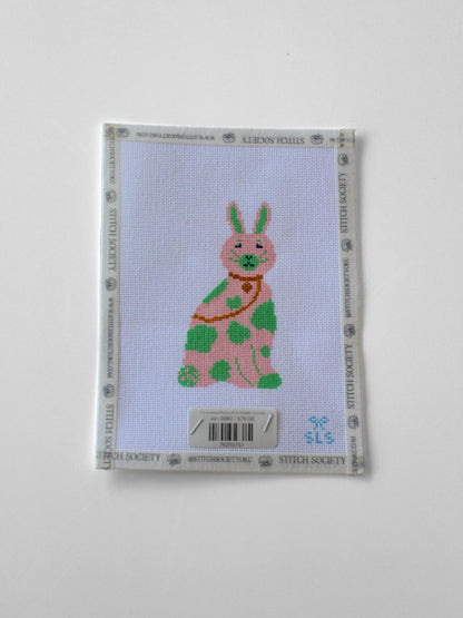 Chinoiserie Bunny Pink/Green Canvas
