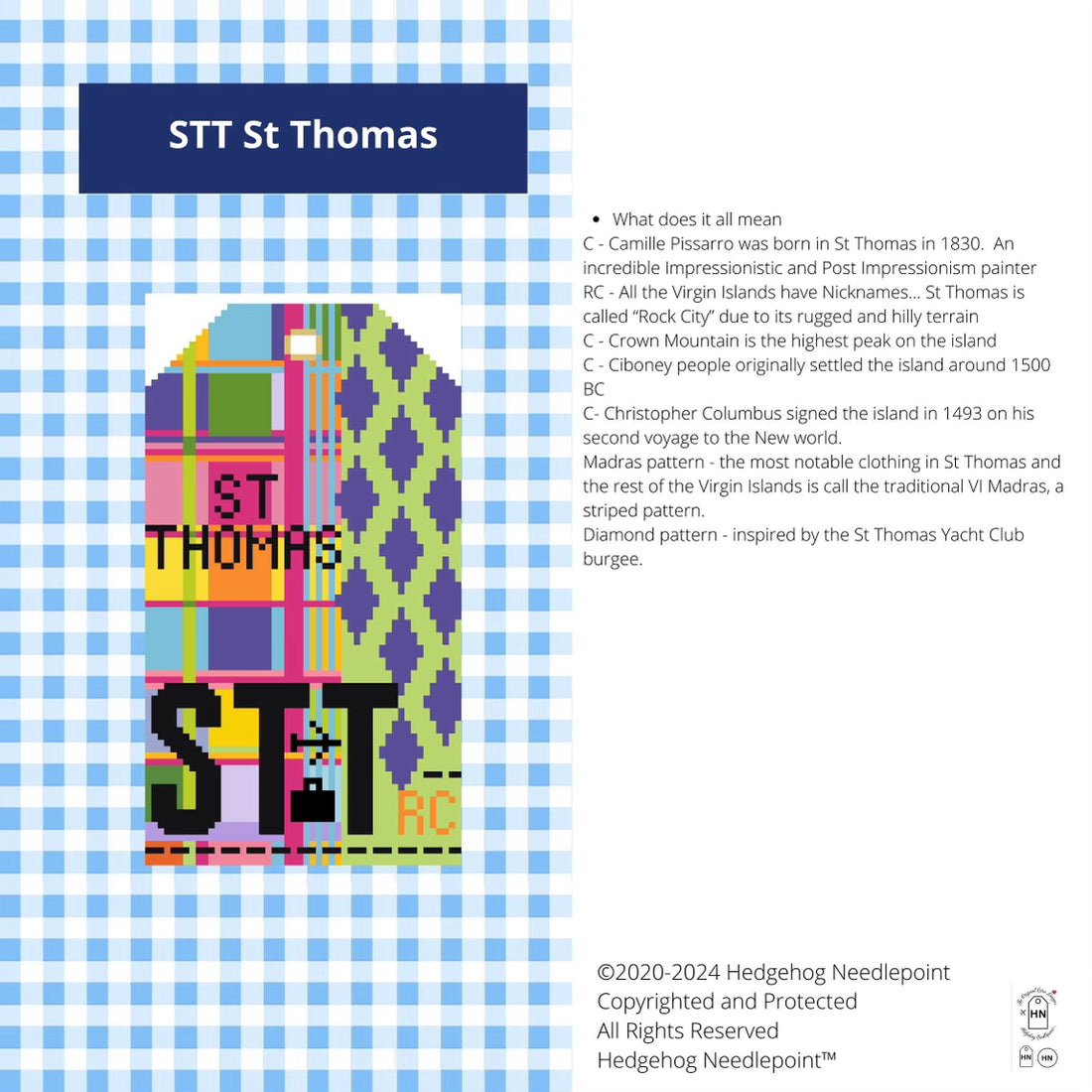 St Thomas Retro Travel Tag Needlepoint Canvas