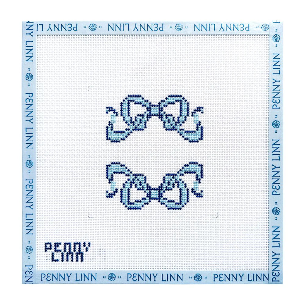 Double Ribbon Square - Blue Canvas