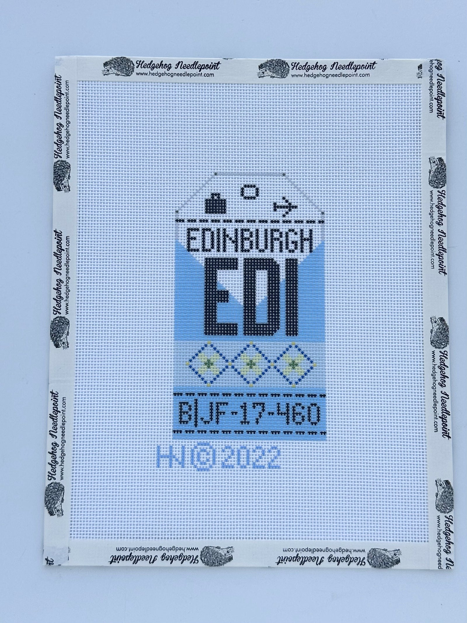 Edinburgh Retro Travel Tag Needlepoint Canvas
