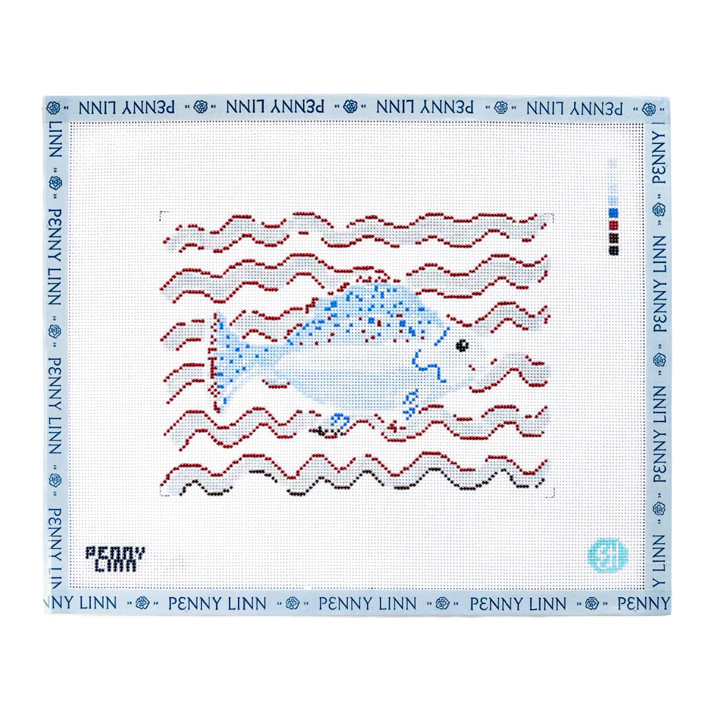 Red Blue Fish in Water  Canvas