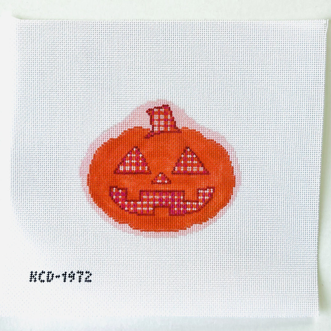 Plaid Pumpkin Pink Ornament Canvas