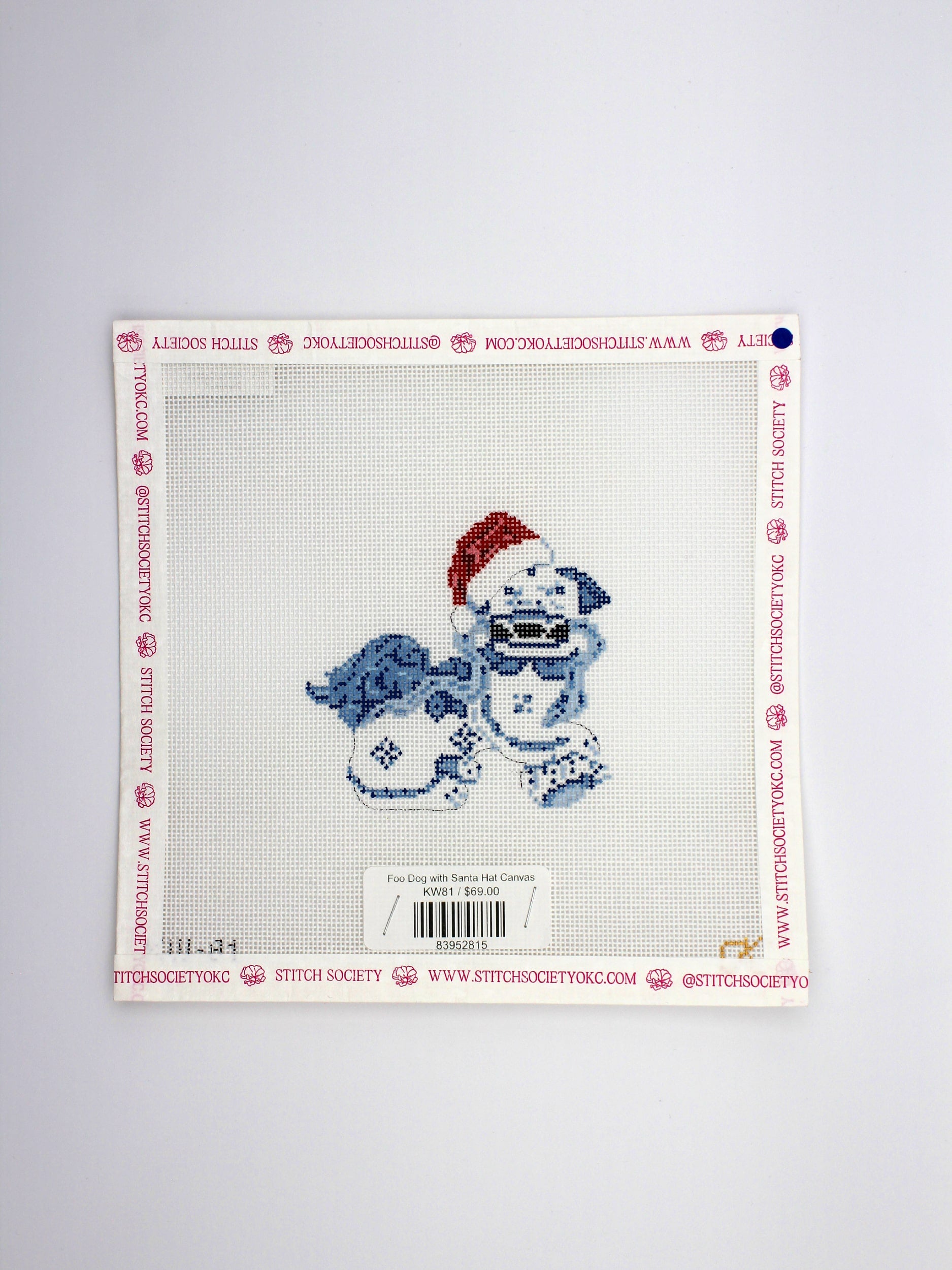 Foo Dog with Santa Hat Canvas