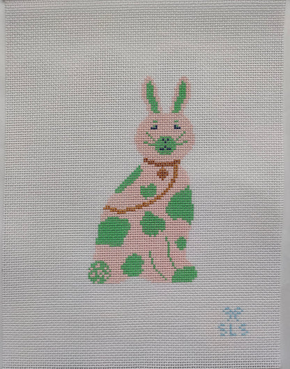 Chinoiserie Bunny Pink/Green Canvas