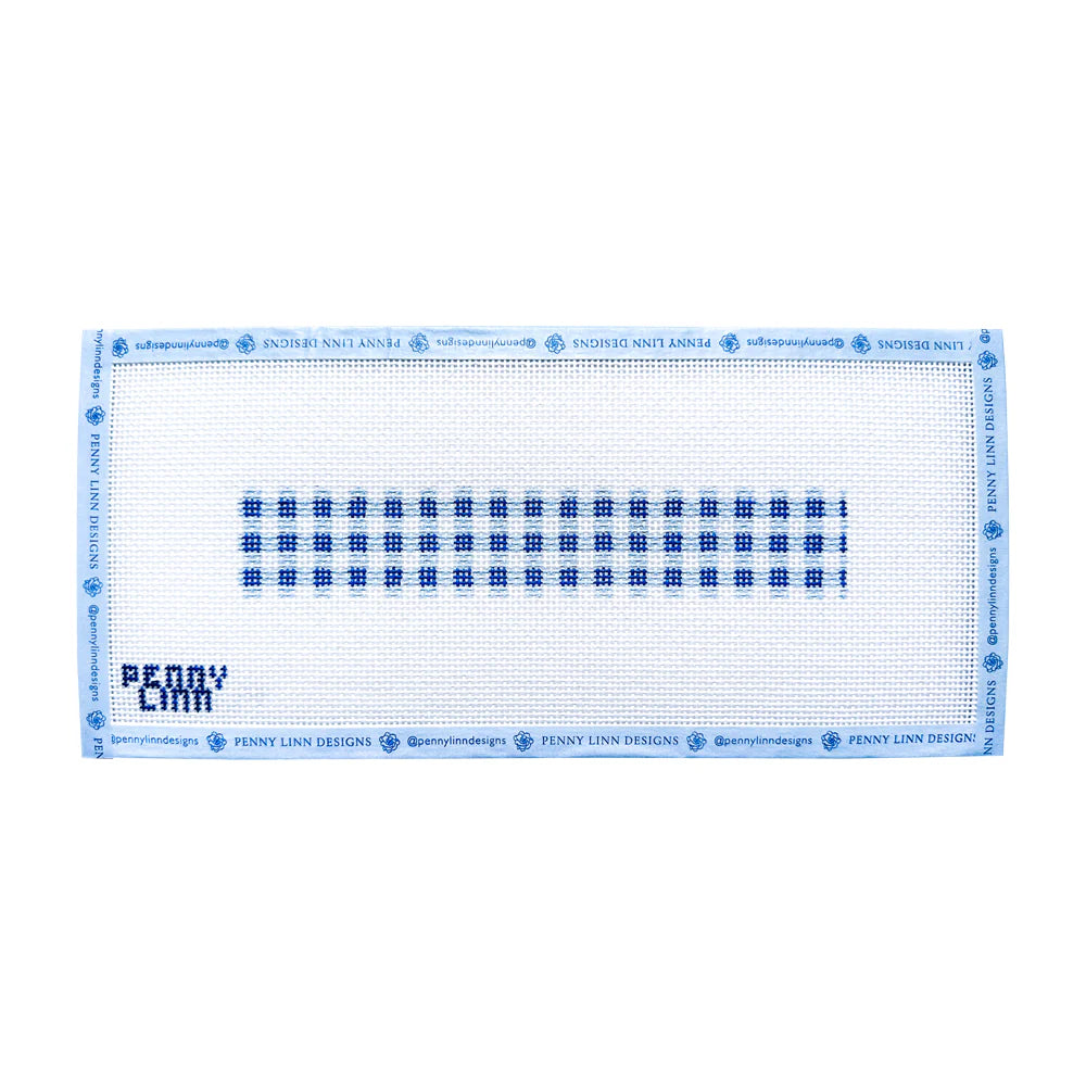 Large Gingham Key Fob Canvas - Blue