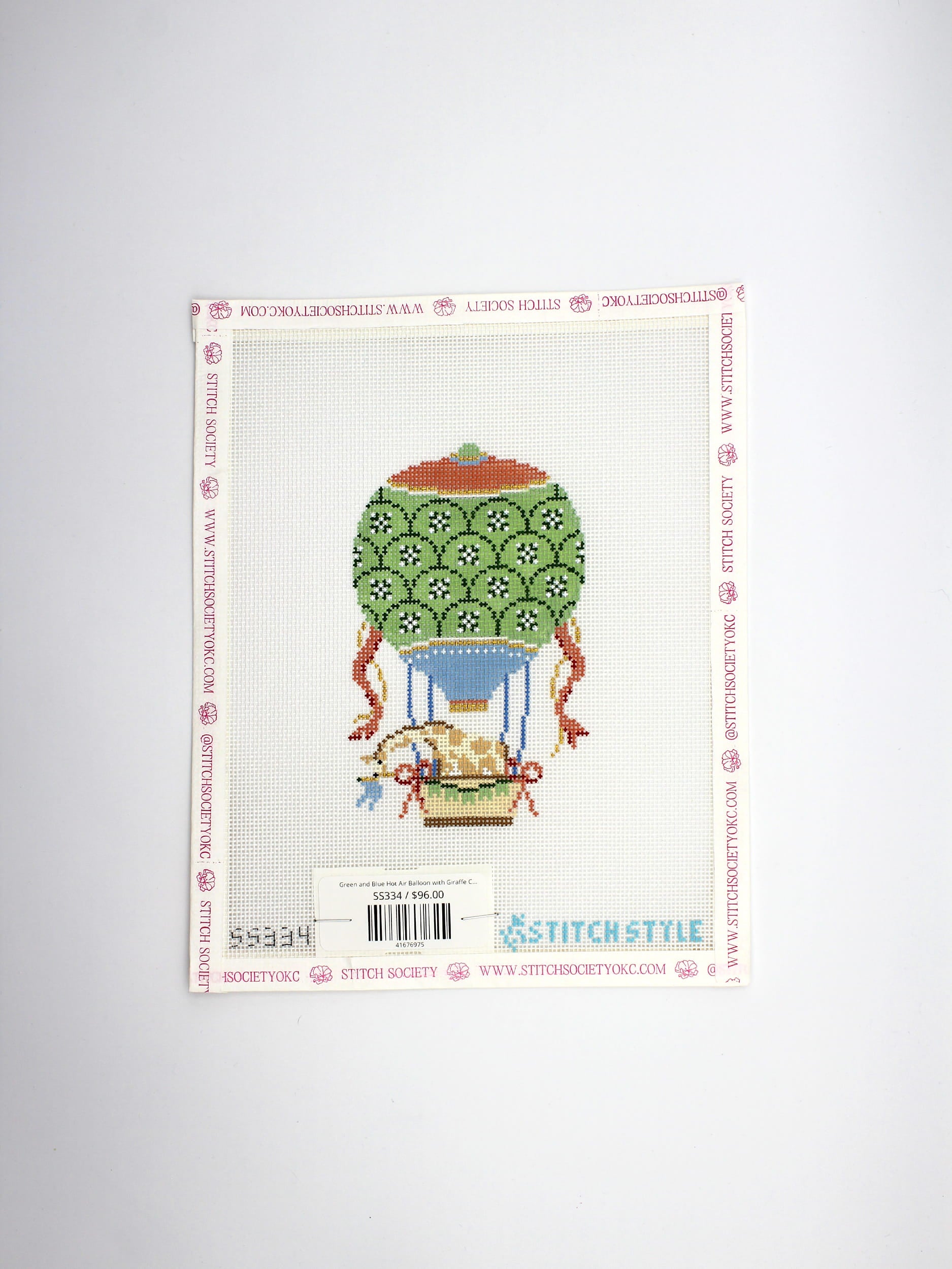 Green and Blue Hot Air Balloon with Giraffe Canvas