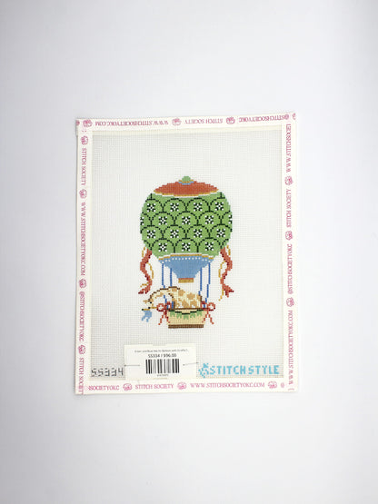 Green and Blue Hot Air Balloon with Giraffe Canvas