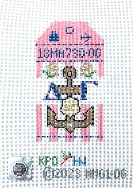 Delta Gamma Retro Travel Tag Canvas
