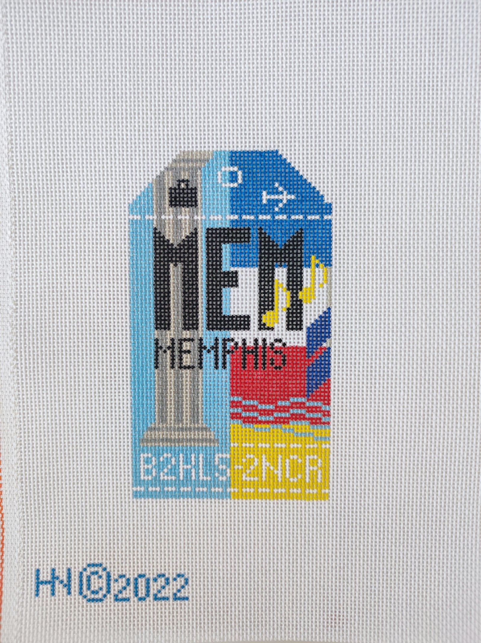 Memphis Retro Travel Tag Needlepoint Canvas