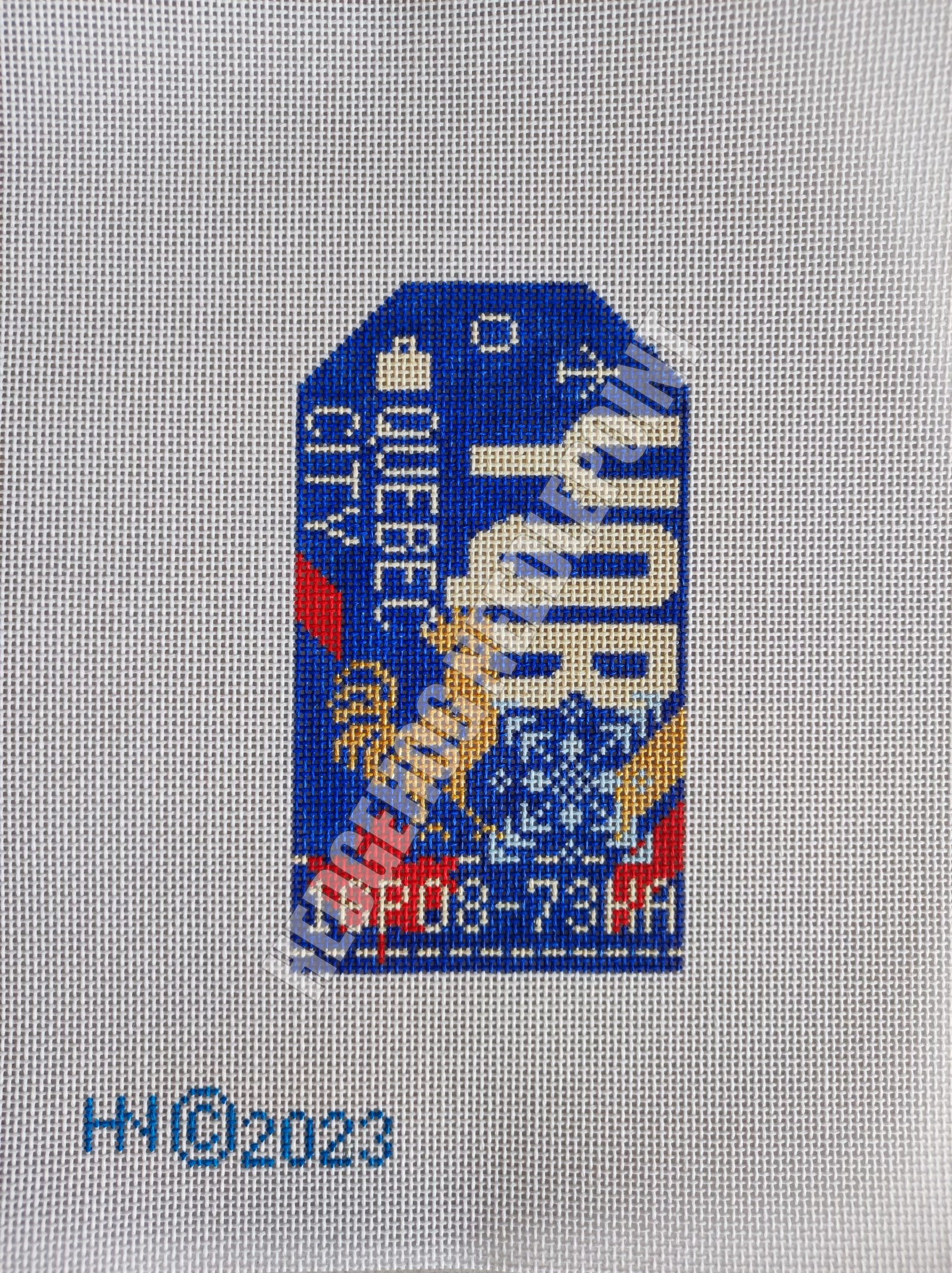 Quebec City Retro Travel Tag Needlepoint Canvas