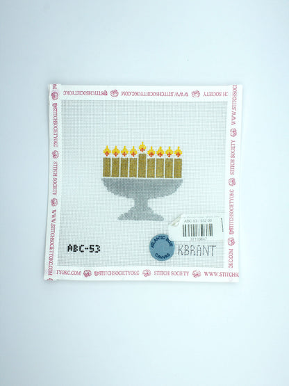Hanukkah Menorah Canvas - Gold &  Silver