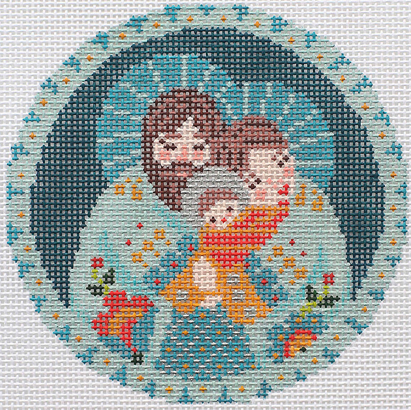 The Holy Family ornament in Aqua Abigail Cecile Canvas