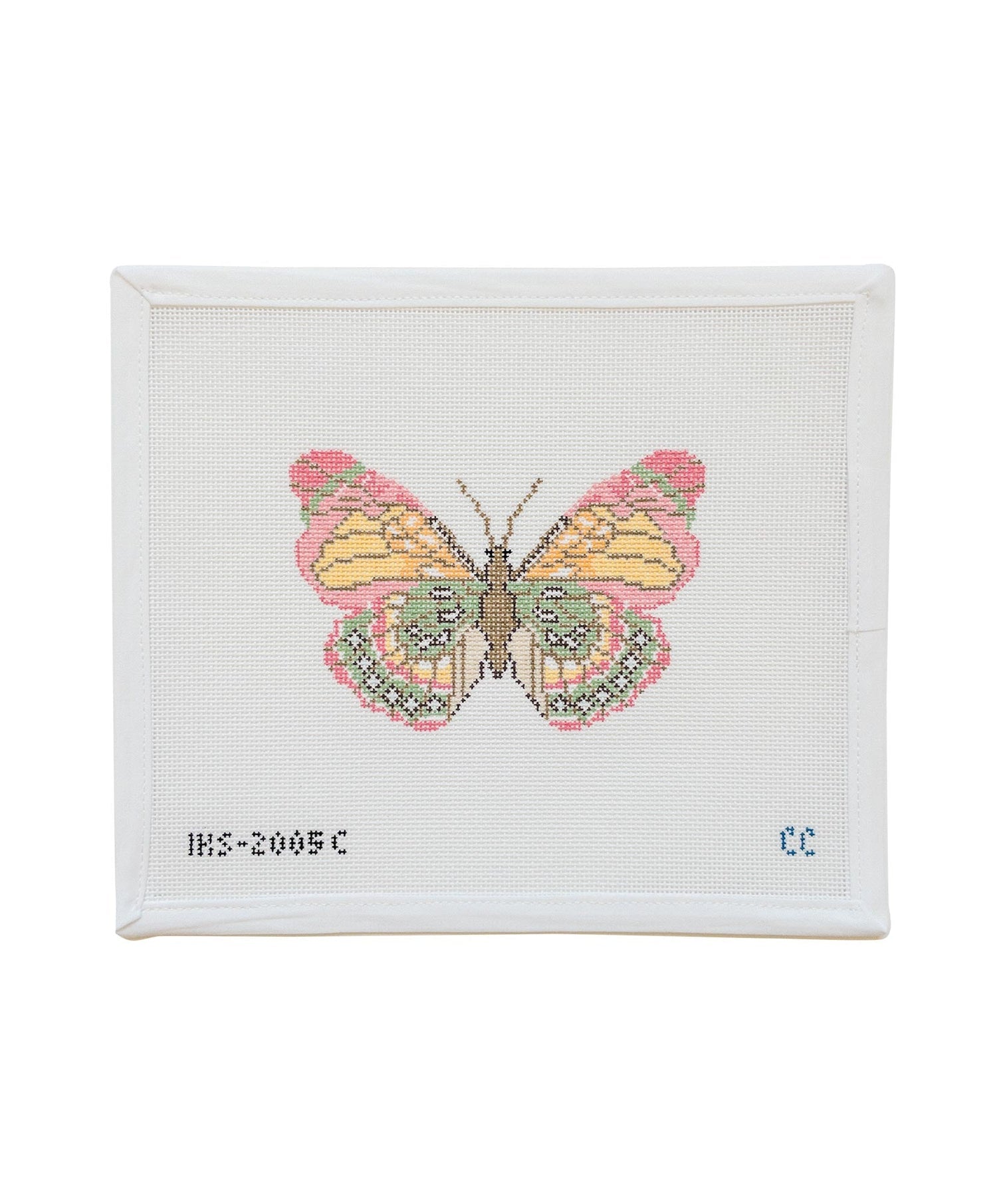 Pink Green Butterfly Ornament Canvas
