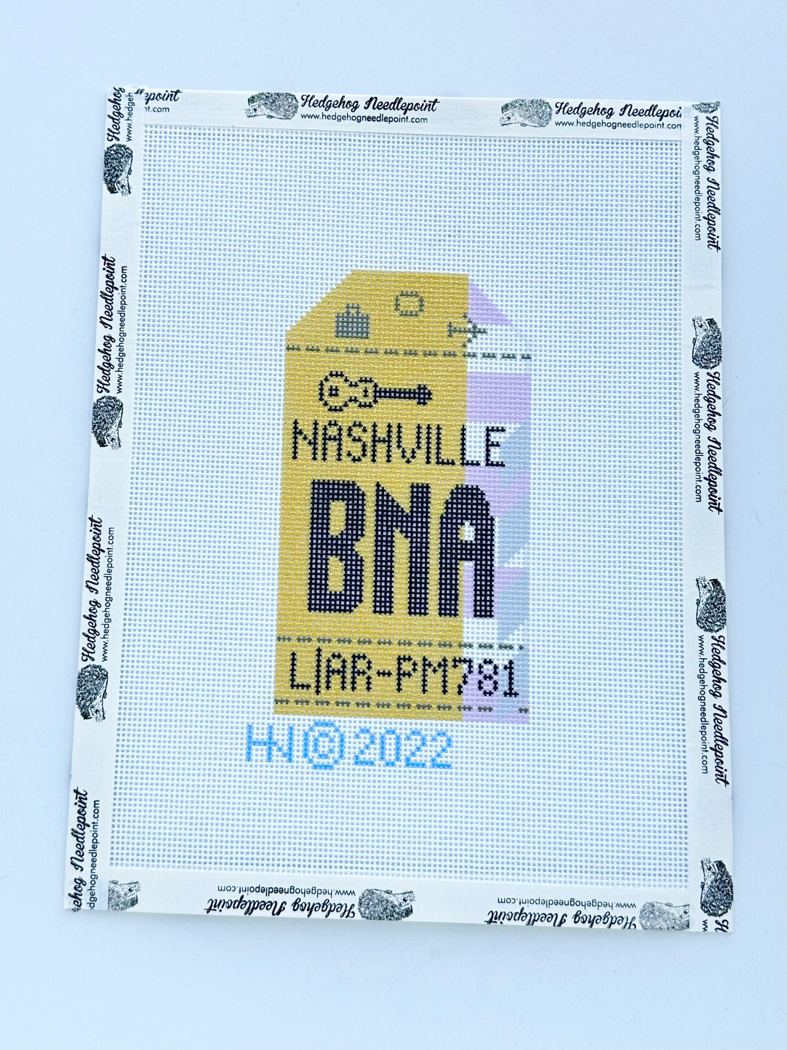Nashville Retro Travel Tag Needlepoint Canvas