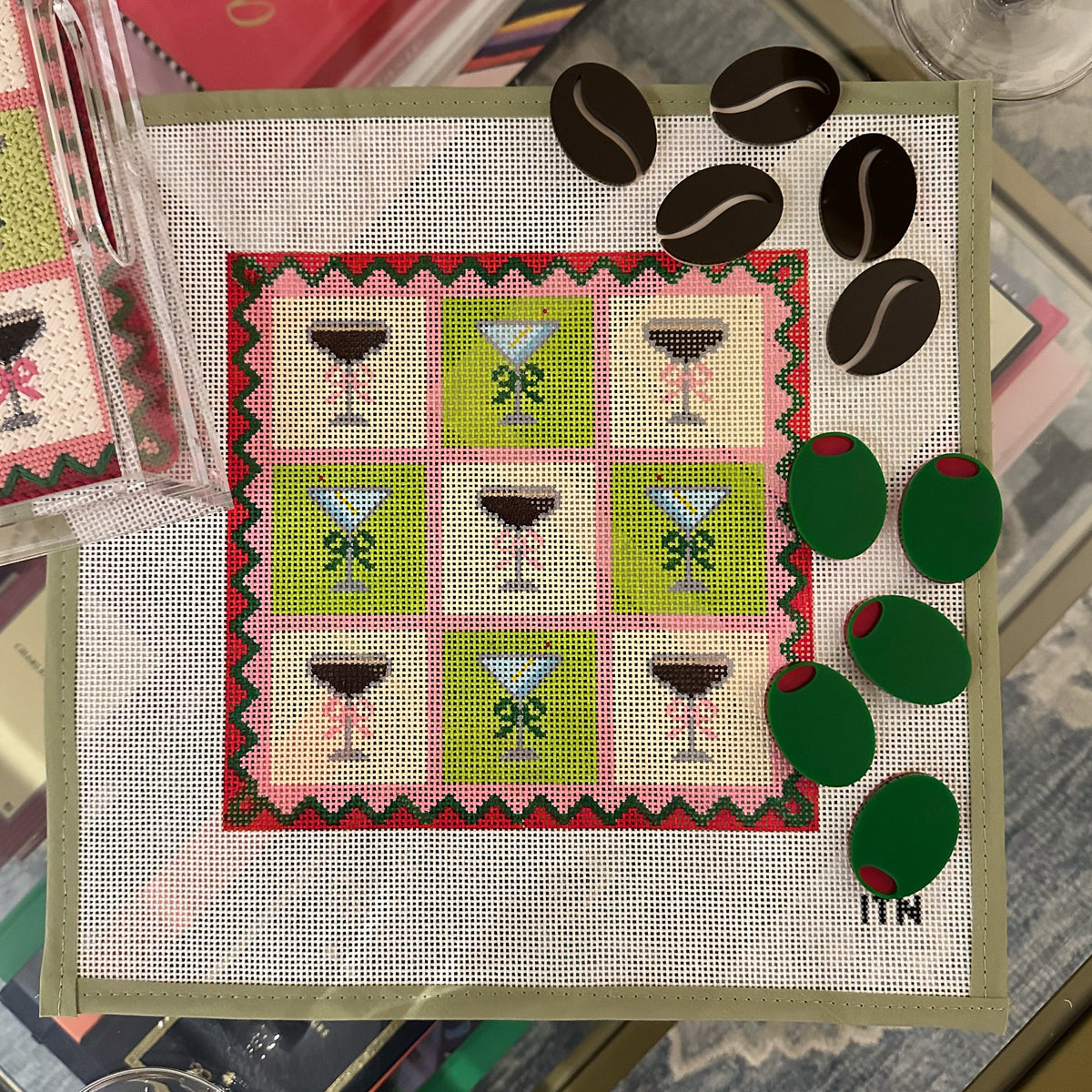 Tic Tac Tini Needlepoint Game Set Canvas