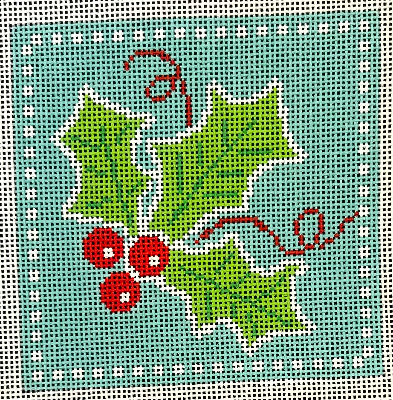 Holly Coaster - Teal Canvas