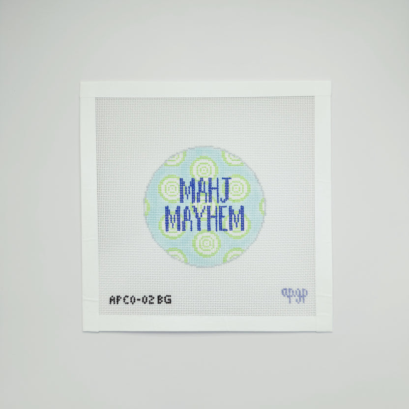 Mahjong Mayhem Blue and Green Canvas