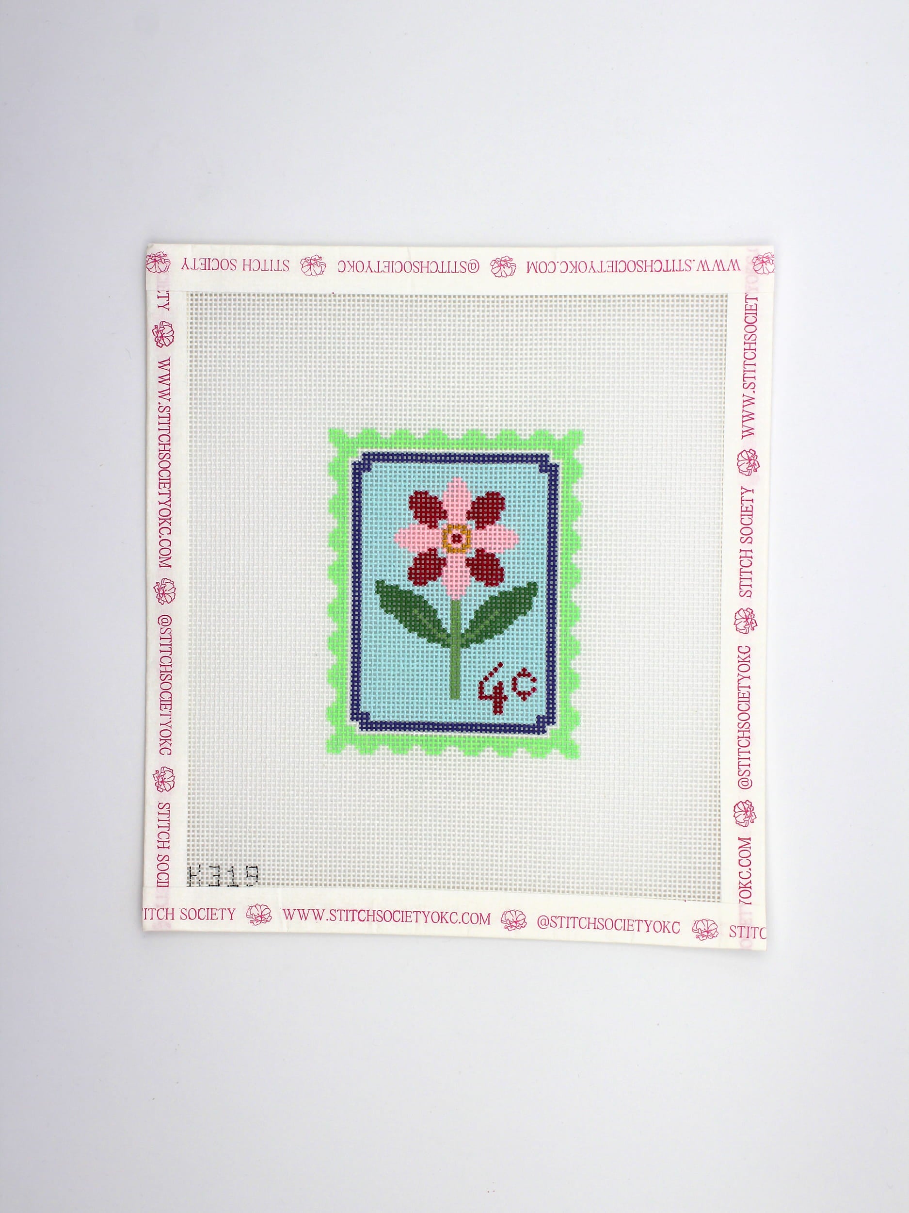 Pink Flower Holiday Stamp Canvas